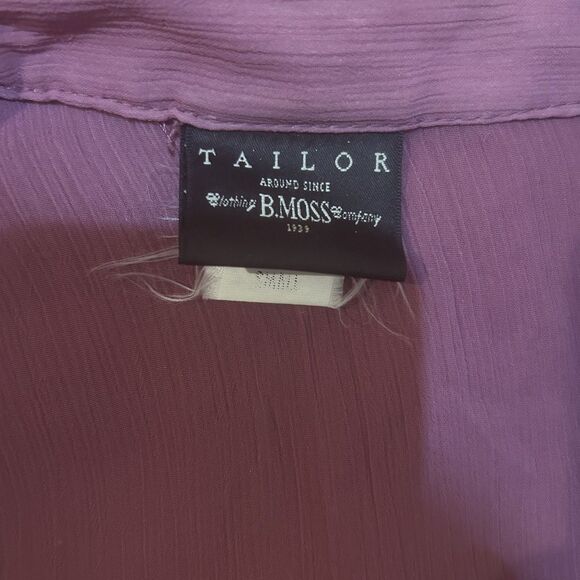 VTG Y2K Tailor B Moss Sheer Purple Blouse-Lace-Tie‎ Sleeve-Sz S-Fairy-Whimsigoth - Picture 2 of 10